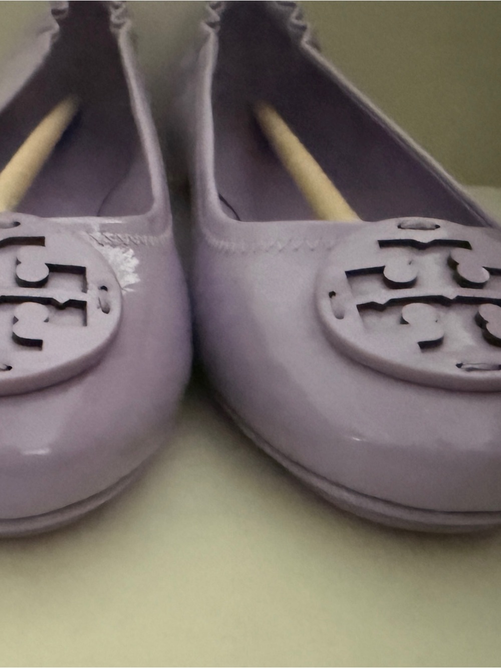 NIB Tory Burch Minnie Travel Ballet Flats Lavender Cloud Patent Leather Size 9.5 - Picture 7 of 10
